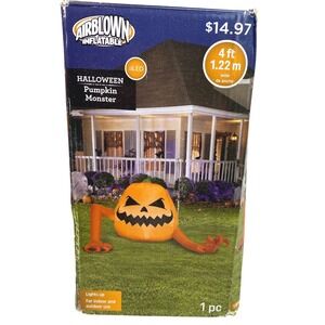 Airblown Inflatable Halloween Pumpkin Monster LED 4 ft Wide Indoor‎ Outdoor Use